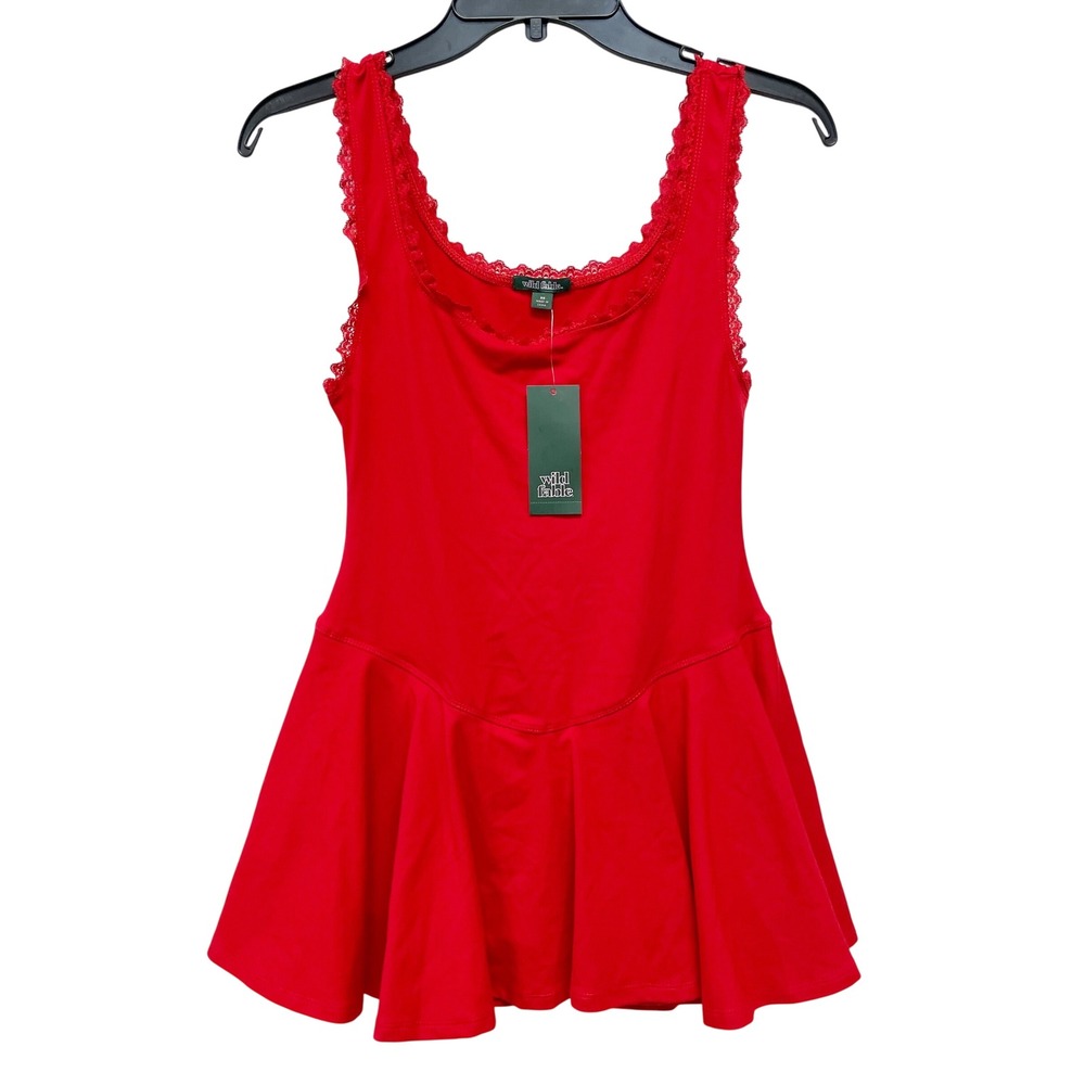 Wild Fable Women's Red Game Day Lace Drop Waist Mini Skater Dress Size XS